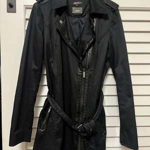 Blue Black Women's Mid-length Trench Coat